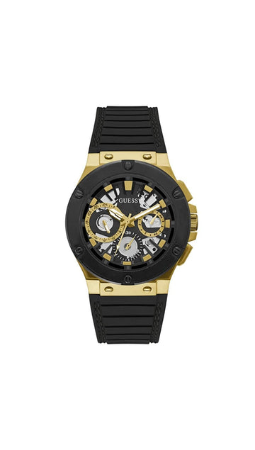 GOLD TONE CASE BLACK SILICONE WATCH - Kamal Watch Company