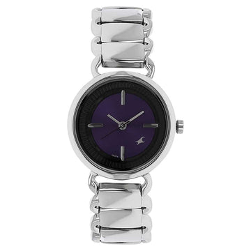 NR6117SM02 PURPLE DIAL SILVER STAINLESS STEEL STRAP WATCH - Kamal Watch Company