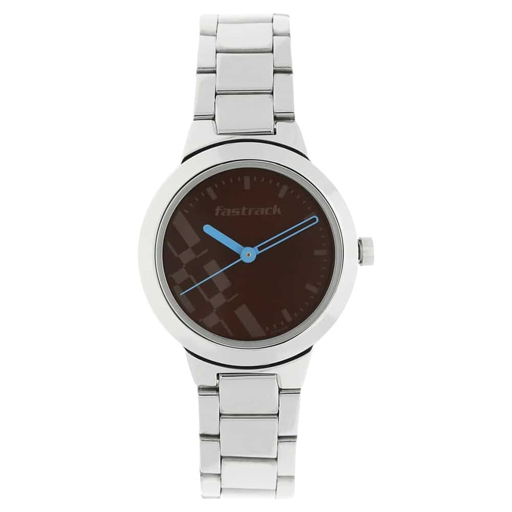 6150SM02 BROWN DIAL SILVER METAL STRAP WATCH