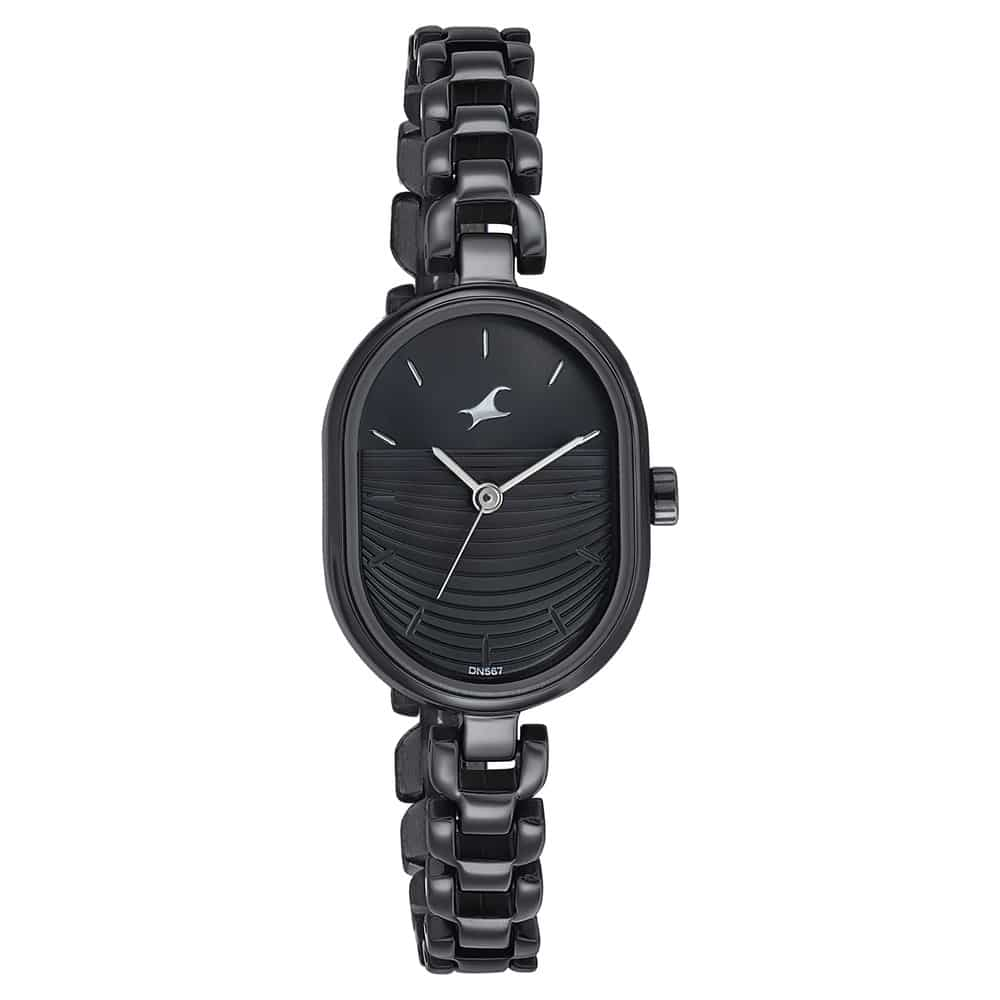 6258NM01 FASTRACK STYLE UP BLACK DIAL METAL STRAP WATCH FOR GIRLS