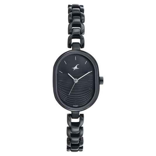 6258NM01 FASTRACK STYLE UP BLACK DIAL METAL STRAP WATCH FOR GIRLS - Kamal Watch Company