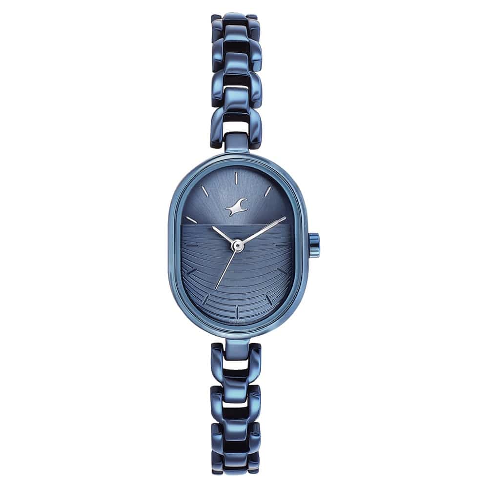 6258QM01 FASTRACK STYLE UP BLUE DIAL METAL STRAP WATCH FOR GIRLS