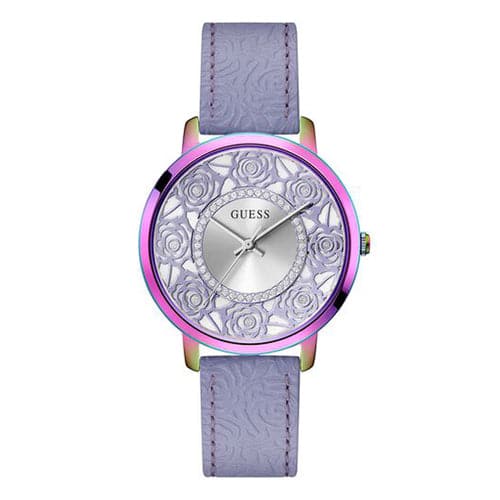 IRIDESCENT CASE PURPLE GENUINE LEATHER WATCH