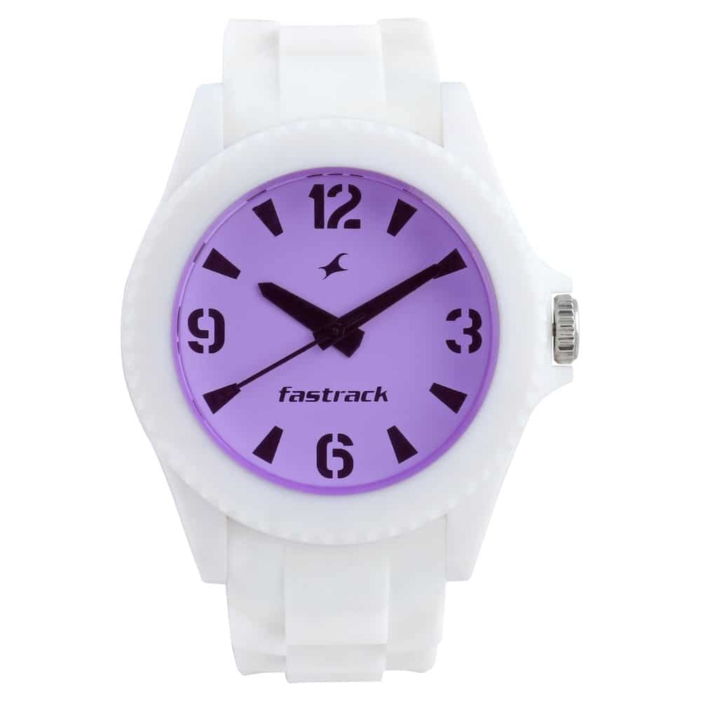 9911PP17J PURPLE DIAL WHITE PLASTIC STRAP WATCH