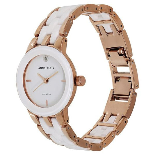 Anne Klein Quartz Analog White Dial Ceramic Strap Watch for Women