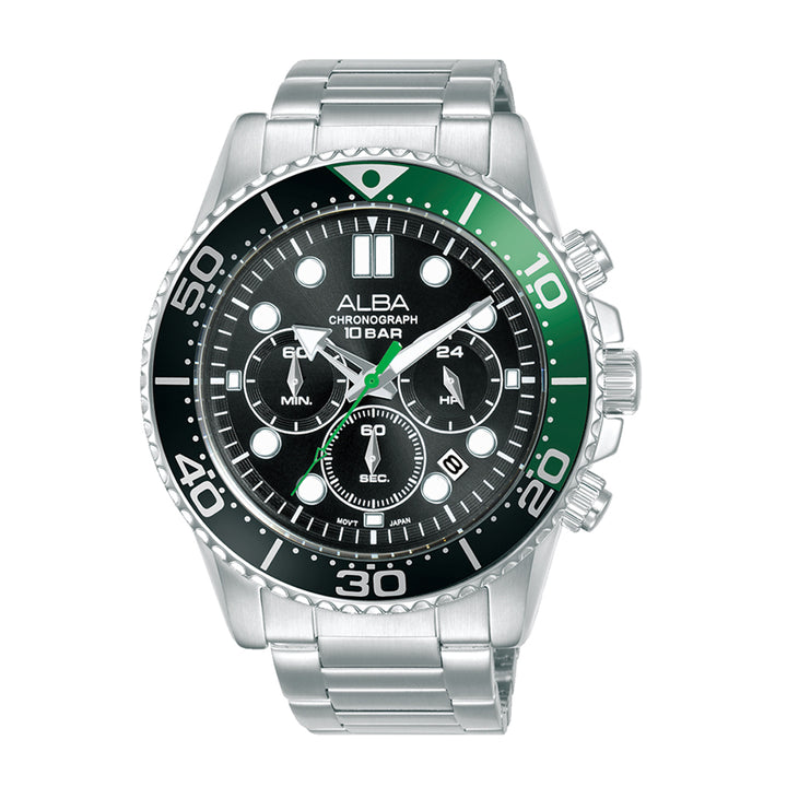 AT3J39X1 Midnight Black Dial with Black+Green Bezel Chronograph