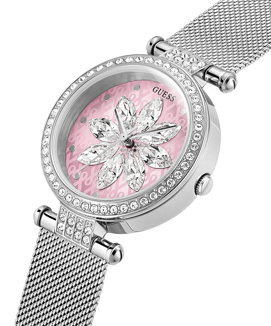 SPARKLING PINK LIMITED EDITION 32MM PINK & SILVER MESH WATCH