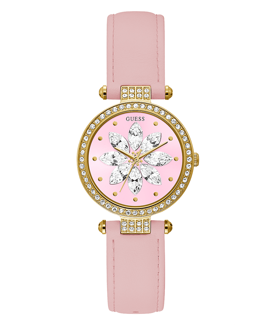 GOLD TONE CASE PINK GENUINE LEATHER WATCH - Kamal Watch Company