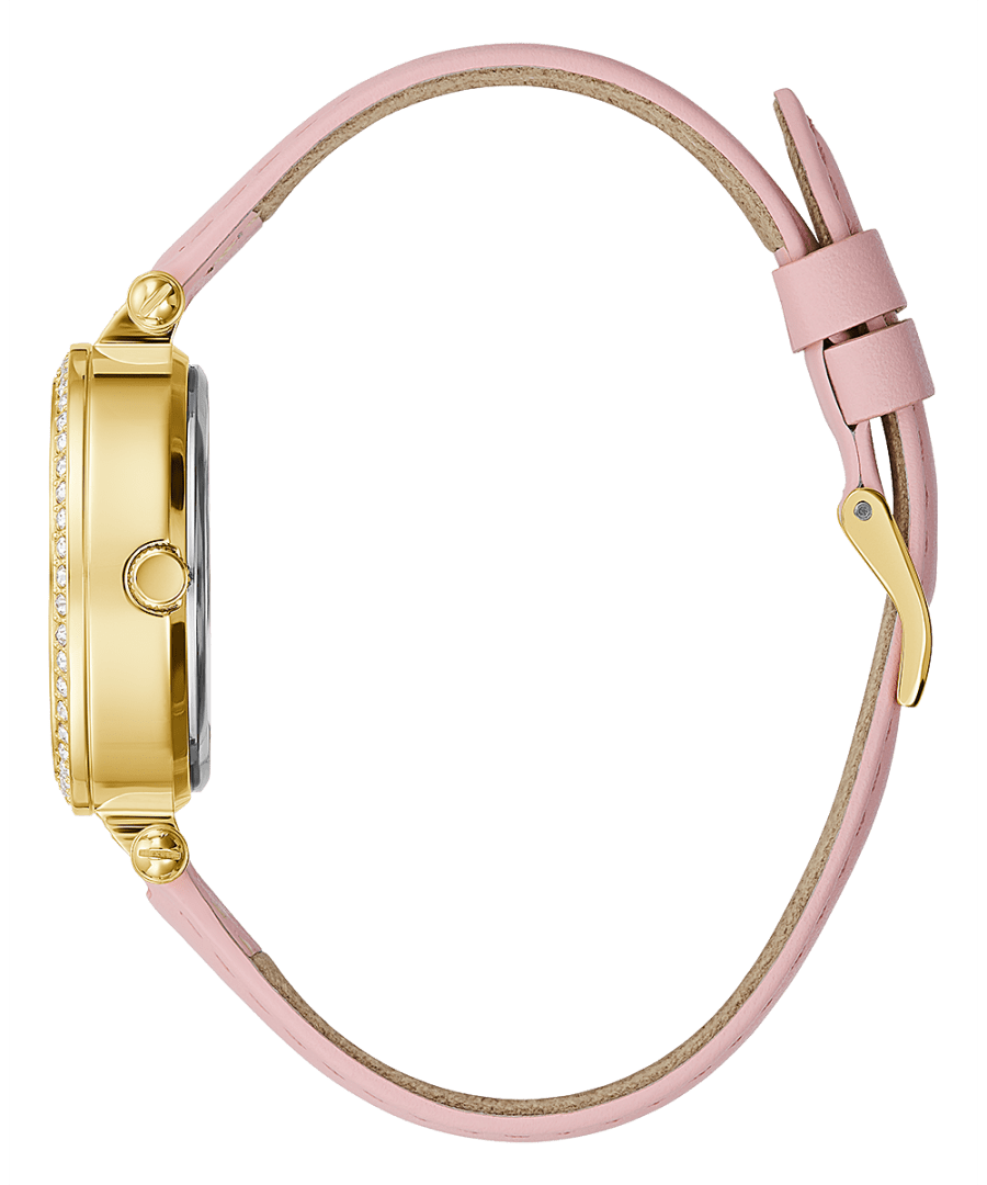 GOLD TONE CASE PINK GENUINE LEATHER WATCH - Kamal Watch Company