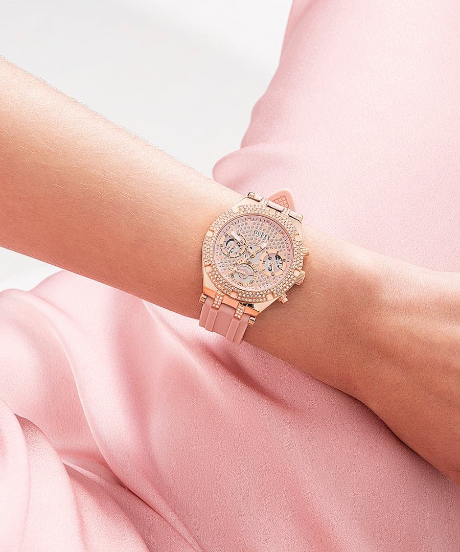 Rose Gold Tone Case Pink Silicone Watch