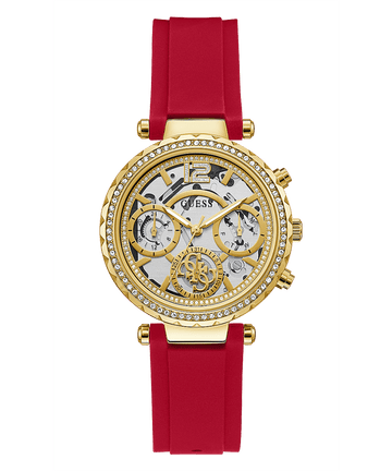 GOLD TONE CASE RED SILICONE WATCH - Kamal Watch Company