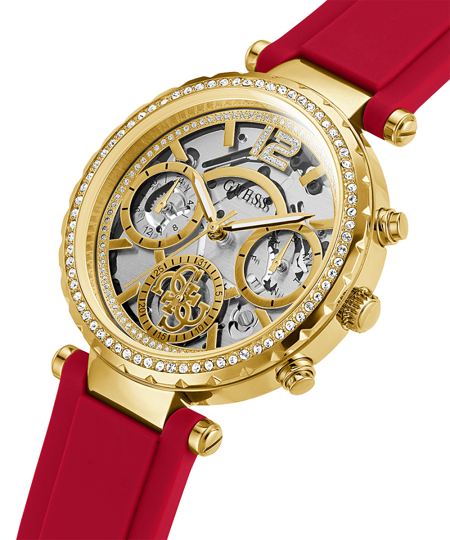 GOLD TONE CASE RED SILICONE WATCH - Kamal Watch Company