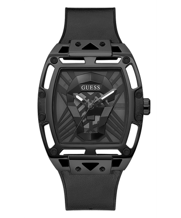 BLACK CASE BLACK GENUINE LEATHER/SILICONE WATCH