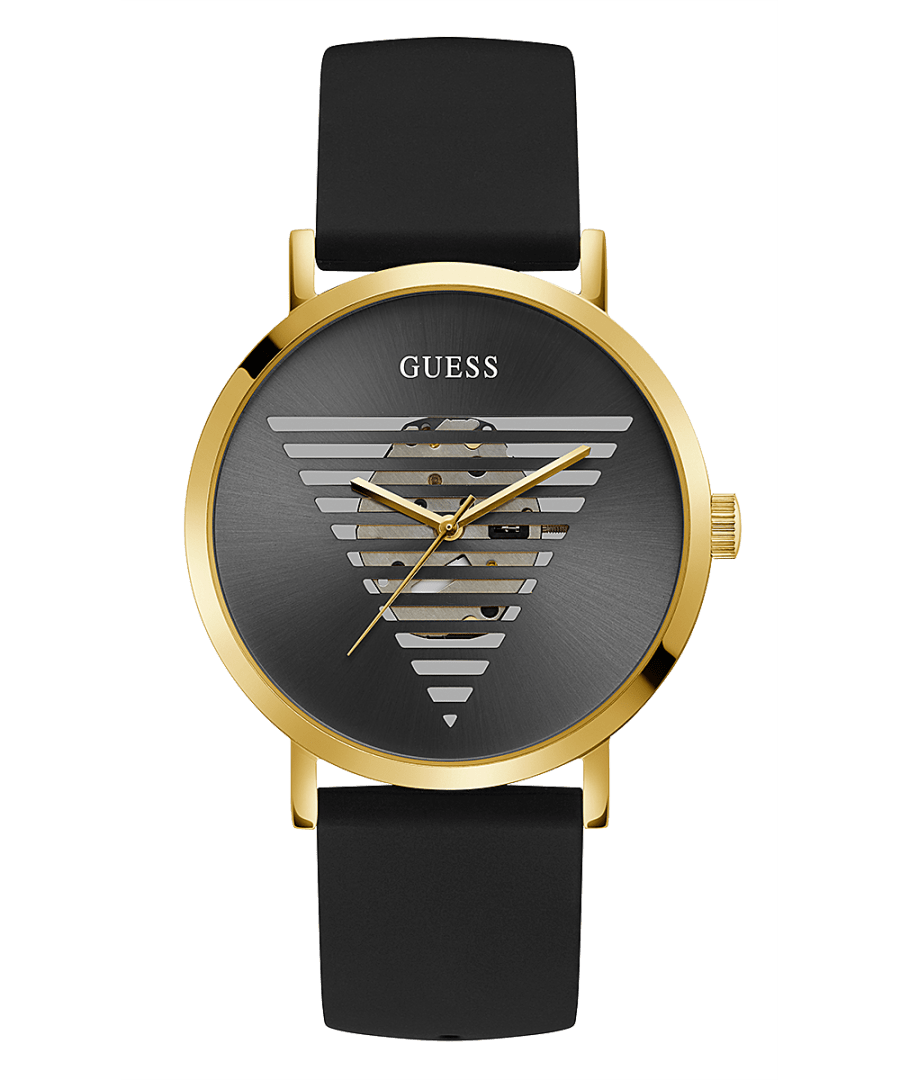 GOLD TONE CASE BLACK SILICONE WATCH - Kamal Watch Company