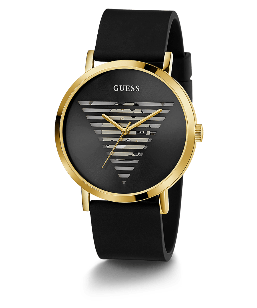 GOLD TONE CASE BLACK SILICONE WATCH - Kamal Watch Company