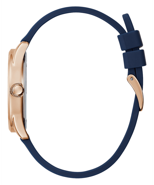 ROSE GOLD TONE CASE BLUE SILICONE WATCH - Kamal Watch Company