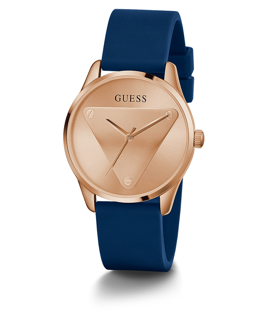 ROSE GOLD TONE CASE BLUE SILICONE WATCH - Kamal Watch Company