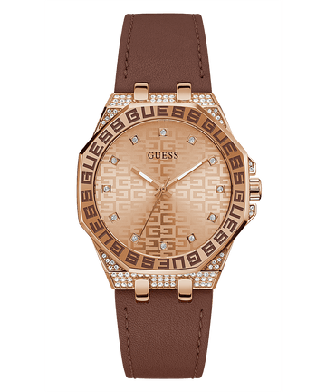 ROSE GOLD TONE CASE BROWN LEATHER WATCH - Kamal Watch Company