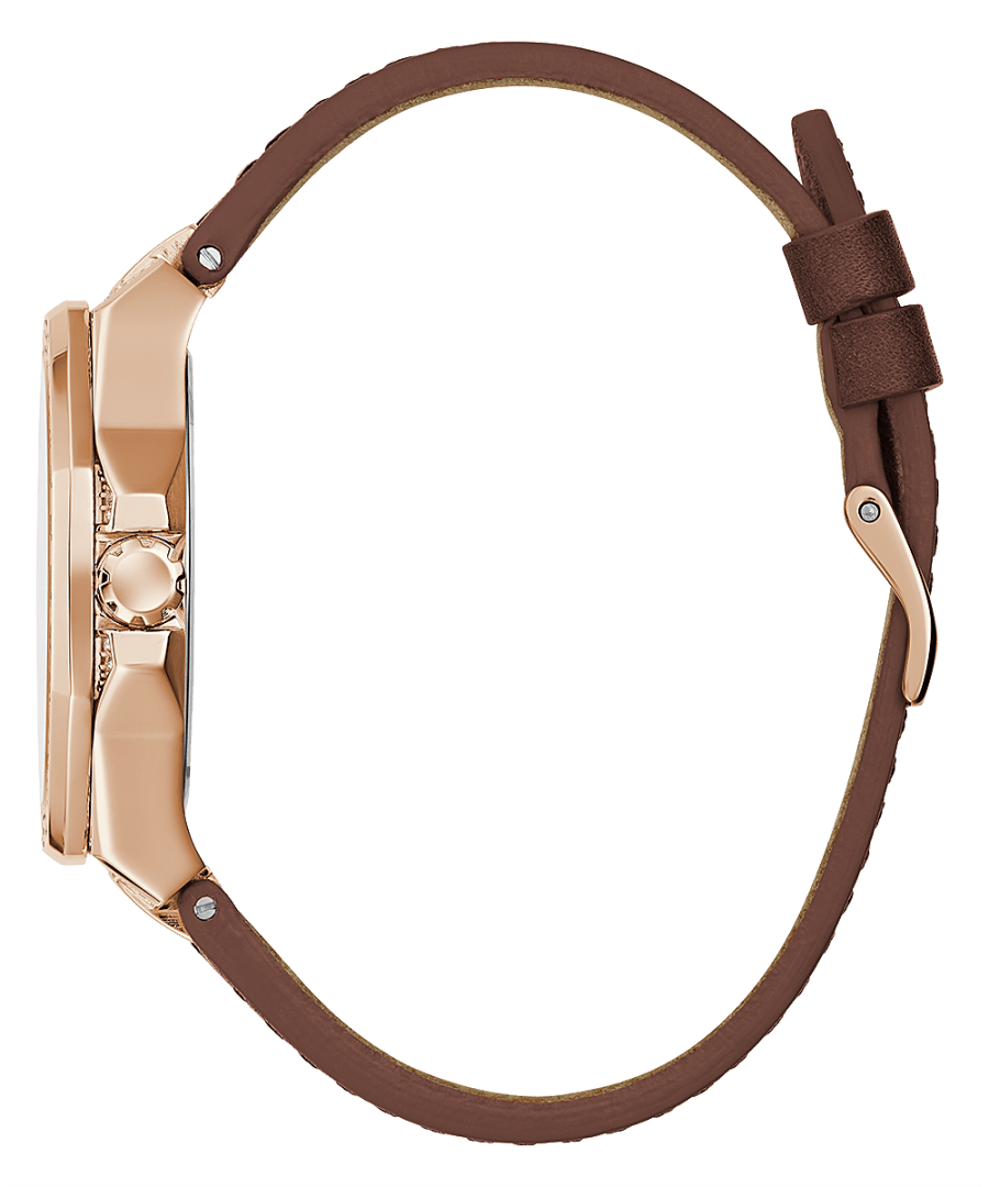 ROSE GOLD TONE CASE BROWN LEATHER WATCH - Kamal Watch Company