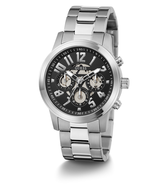 GUESS Mens Silver Tone Multi-function Watch