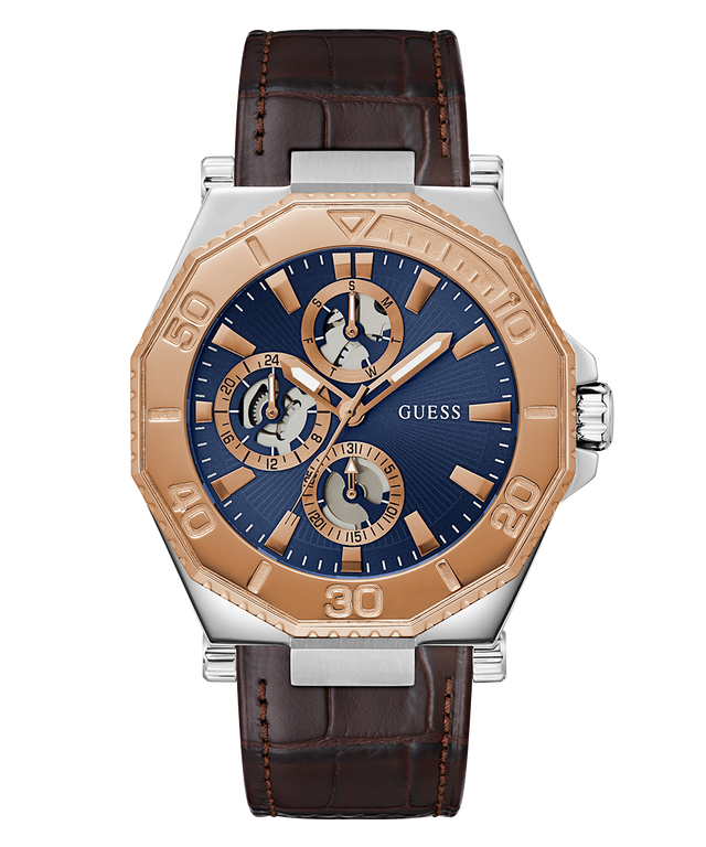 GUESS Mens Brown 2-Tone Multi-function Watch