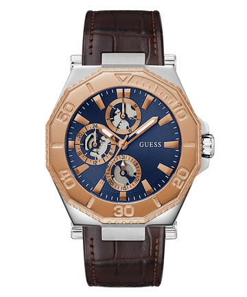 GUESS Mens Brown 2-Tone Multi-function Watch