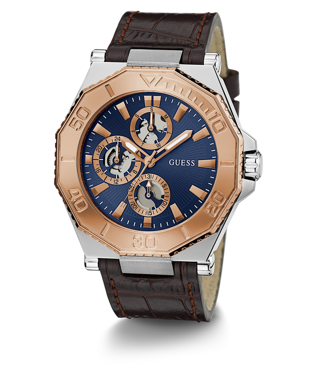 GUESS Mens Brown 2-Tone Multi-function Watch