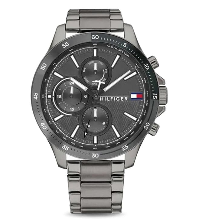 Tommy Hilfiger Mens Bank Grey Dial Stainless Steel Analogue Watch - TH1791719W