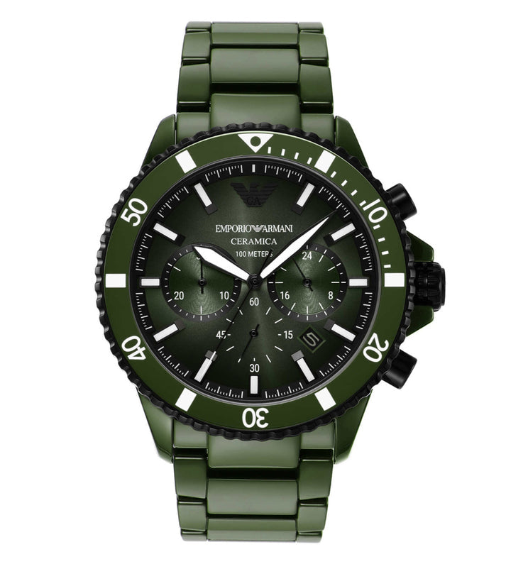 Emporio Armani Chronograph Green Ceramic Watch-AR70011I