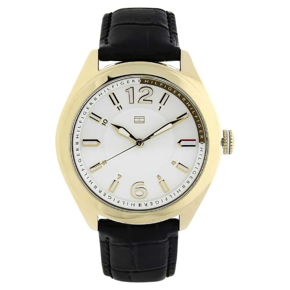 White Dial Black Leather Strap Watch TH1781368J