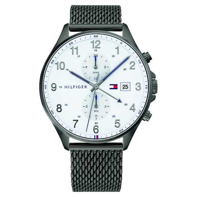 White Dial Grey Stainless Steel Strap Watch