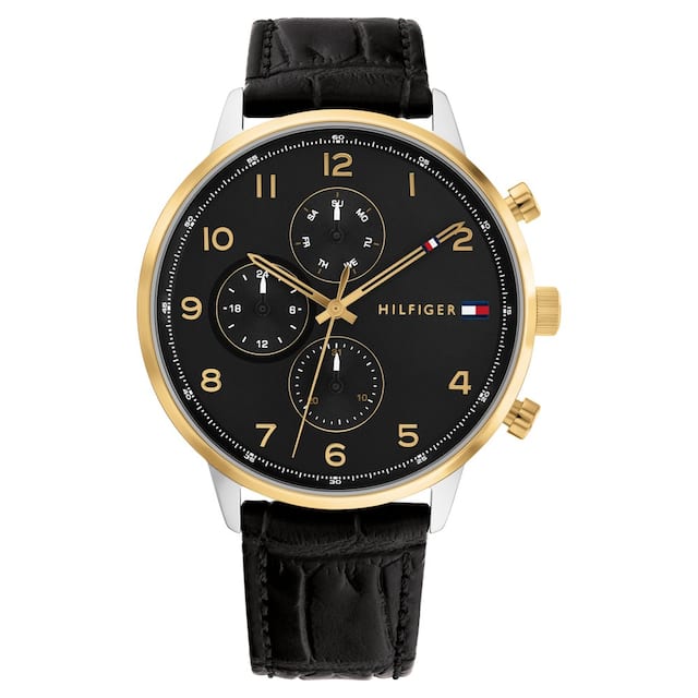 Tommy hilfiger men's black leather strap store watch 42mm