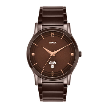 Timex Men Brown Round Analog Dial Watch- TW000R461