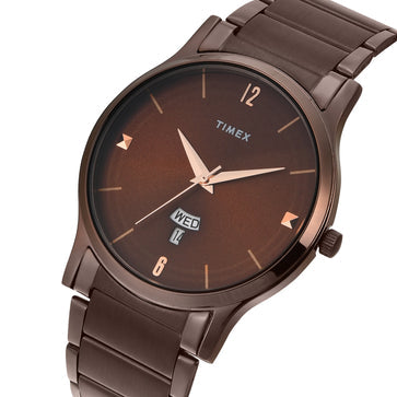 Timex Men Brown Round Analog Dial Watch- TW000R461