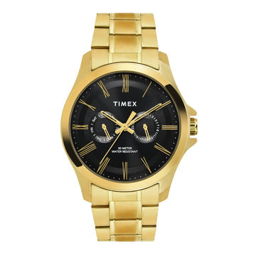 Timex Men Analog Black Round Brass Dial Watch- TW000X129