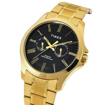 Timex Men Analog Black Round Brass Dial Watch- TW000X129