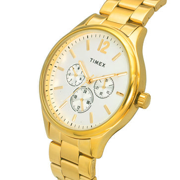 Timex Men Analog Silver Round Brass Dial Watch- TWEG18421