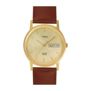 Timex Classics Men's Quartz Analog Champagne Dial Round Case Day Date Function Watch -A501