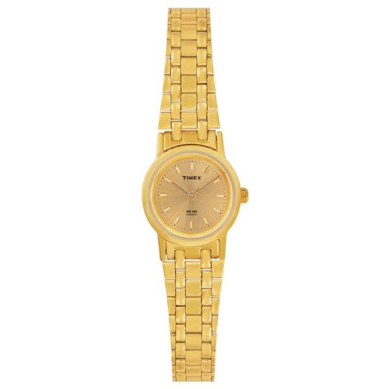 TIMEX CLASSICS WOMEN'S QUARTZ ANALOG CHAMPAGNE DIAL ROUND CASE 3 HANDS FUNCTION WATCH -B304