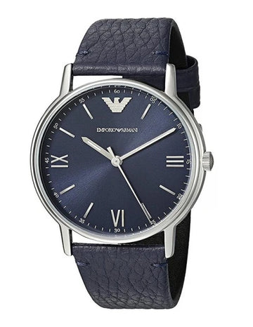 Emporio Armani Three-Hand Blue Leather Watch