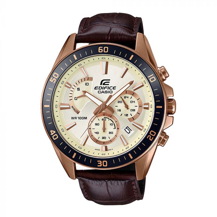 Casio Men Edifice Round Beige Watches