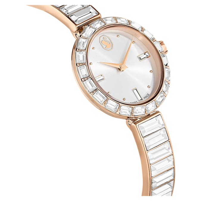 Matrix Bangle watch Swiss Made, Crystal bracelet, Rose gold tone, Rose gold-tone finish