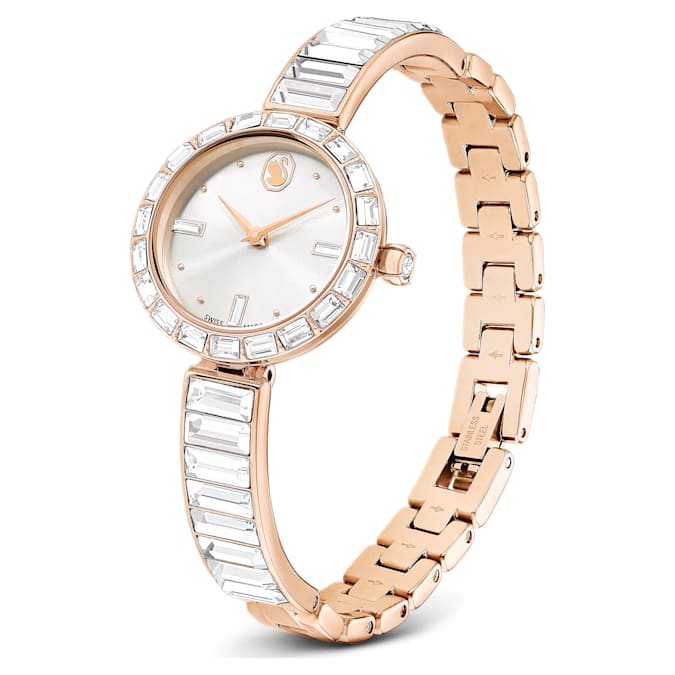 Matrix Bangle watch Swiss Made, Crystal bracelet, Rose gold tone, Rose gold-tone finish