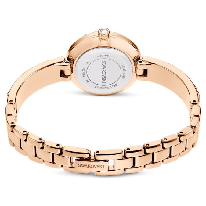 Matrix Bangle watch Swiss Made, Crystal bracelet, Rose gold tone, Rose gold-tone finish