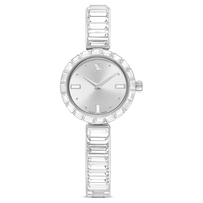 Matrix Bangle watch Swiss Made, Crystal bracelet, Silver tone, Stainless Steel