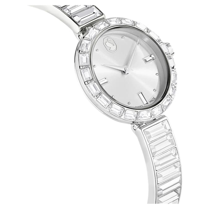 Matrix Bangle watch Swiss Made, Crystal bracelet, Silver tone, Stainless Steel