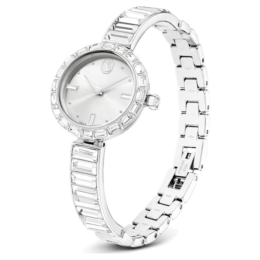 Matrix Bangle watch Swiss Made, Crystal bracelet, Silver tone, Stainless Steel