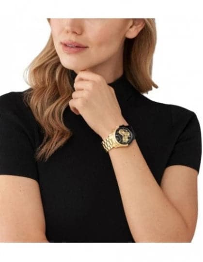 Michael Kors Runway 38 mm Black Dial Stainless Steel Chronograph Watch for Women - MK7328 - Kamal Watch Company