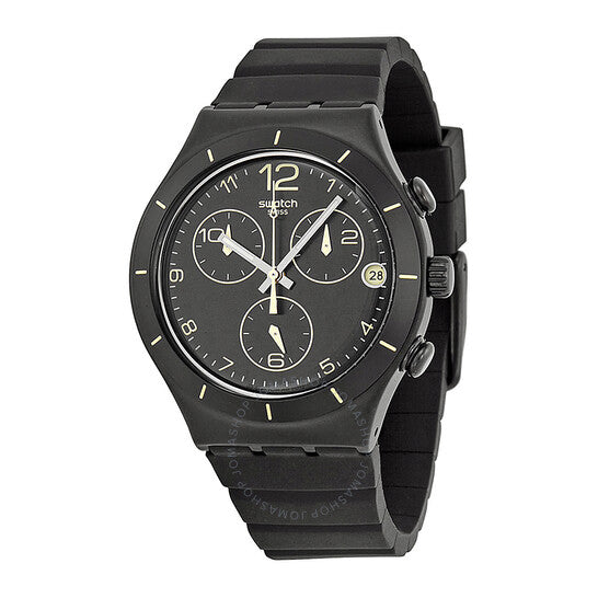 SWATCHSummer Night Black Dial Chronograph Black Silicone Men's Watch - Kamal Watch Company