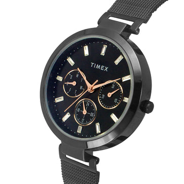 Timex Fashion Women's Black Dial Round Case Multifunction Function Watch -TW000X243